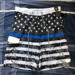 Ocean Current Men's Board Shorts Blue Line Stars & Stripes